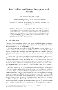 Fast Hashing and Stream Encryption with Panama