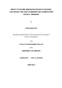 Impact of Income Generating Projects on Rural Livelihoods: the Case of Mwenezi Fish Conservation Project, Zimbabwe