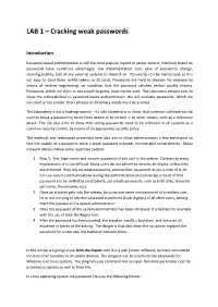 LAB 1 – Cracking Weak Passwords