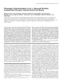 Phenotypic Characterization of an Α4 Neuronal Nicotinic Acetylcholine Receptor Subunit Knock-Out Mouse