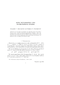 RANK FACTORIZATION and MOORE-PENROSE INVERSE Gradimir V