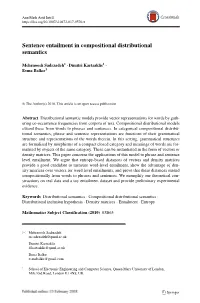Sentence Entailment in Compositional Distributional Semantics