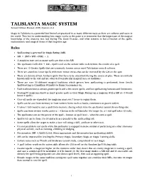 TALISLANTA MAGIC SYSTEM Second Edition Revised (SER) System V3.4