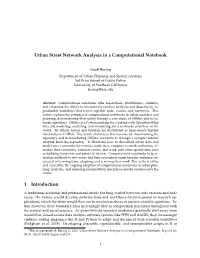 Urban Street Network Analysis in a Computational Notebook