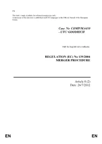 Case No COMP/M.6410 - UTC/ GOODRICH