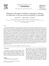 Phylogeny of the Higher Libelluloidea (Anisoptera: Odonata): an Exploration of the Most Speciose Superfamily of Dragonﬂies