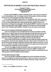 PRINCIPLES of EMERGY ANALYSIS for PUBLIC POLICY1 Howard T