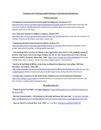 Resources for Teaching Loyalist History in the American Revolution