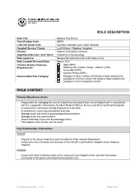 Role Description Role Context