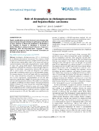 Role of Desmoplasia in Cholangiocarcinoma and Hepatocellular Carcinoma
