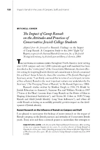 The Impact of Camp Ramah on the Attitudes and Practices Of