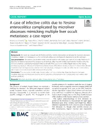 A Case of Infective Colitis Due to Yersinia Enterocolitica Complicated