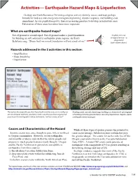 Activities— Earthquake Hazard Maps & Liquefaction