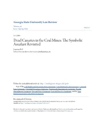 Dead Canaries in the Coal Mines: the Symbolic Assailant Revisited, 34 Ga