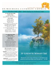 October 20Th, 2019 - 29Th Sunday in Ordinary Time ST