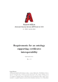 Requirements for an Ontology Supporting Certificates Interoperability