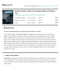 Student Study Guide for Fundamentals of Physics, 10E David Halliday, Robert Resnick, Jearl Walker, Thomas E