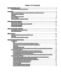 Table of Contents Porting/Building Code