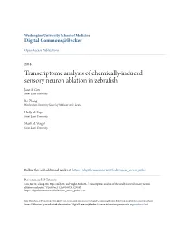 Transcriptome Analysis of Chemically-Induced Sensory Neuron Ablation in Zebrafish Jane A