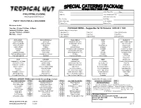 2019 TH Hackensack Package Menu