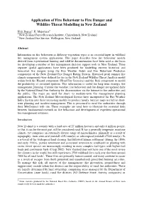 Application of Fire Behaviour to Fire Danger and Wildfire Threat Modelling in New Zealand