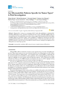 Are Microsatellite Patterns Specific for Tumor Types?