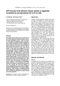 ATP-Induced Focal Adhesion Kinase Activity Is Negatively Modulated by Phospholipase D2 in PC12 Cells