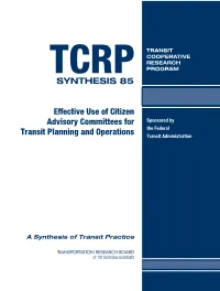 Effective Use of Citizen Advisory Committees for Transit Planning and Operations