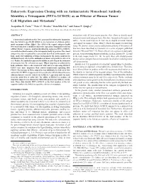Eukaryotic Expression Cloning with an Antimetastatic