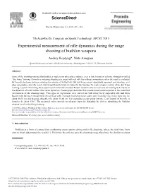 Experimental Measurement of Rifle Dynamics During the Range Shooting of Biathlon Weapons