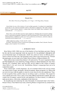 Notes on Janos Bolyai's Researches in Number Theory