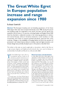 The Great White Egret in Europe: Population Increase and Range Expansion Since 1980 Łukasz Ławicki