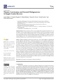 Thymic Carcinomas and Second Malignancies: a Single-Center Review