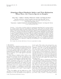 Abundance-Based Similarity Indices and Their Estimation When There Are Unseen Species in Samples