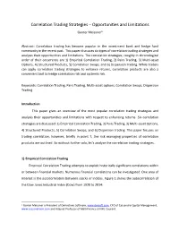 Correlation Trading Strategies – Opportunities and Limitations