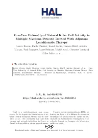 One-Year Follow-Up of Natural Killer Cell Activity in Multiple Myeloma