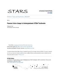 Passive Voice Usage in Undergraduate STEM Textbooks