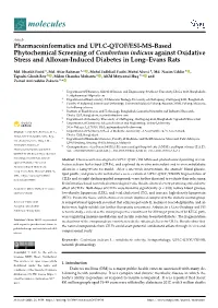 Pharmacoinformatics and UPLC-QTOF/ESI-MS-Based Phytochemical Screening of Combretum Indicum Against Oxidative Stress and Alloxan-Induced Diabetes in Long–Evans Rats