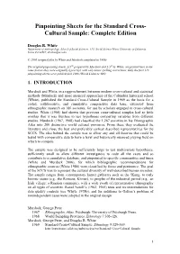 Pinpointing Sheets for the Standard Cross-Cultural Sample
