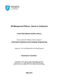 API Management Platform - Based on Outsystems
