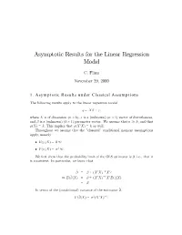 Asymptotic Results for the Linear Regression Model