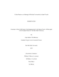 Carbon Dynamics of Subtropical Wetland Communities in South Florida DISSERTATION Presented in Partial Fulfillment of the Require