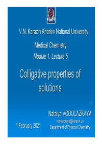 Colligative Properties of Solutions