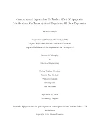 Computational Approaches to Predict Effect of Epigenetic Modifications
