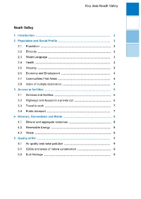 Neath Valley Key Data Neath Valley