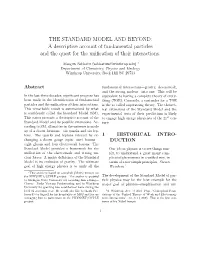 THE STANDARD MODEL and BEYOND: a Descriptive Account of Fundamental Particles and the Quest for the Uniﬁcation of Their Interactions