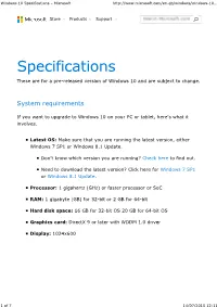 Windows 10 Specifications \226 Microsoft