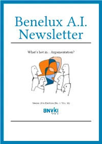 Benelux AI Newsletter Spring 2016