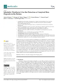 Inhalable Thioflavin S for the Detection of Amyloid Beta Deposits