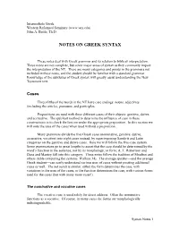 Notes on Greek Syntax